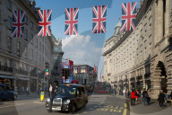 Union Jacks on Regent Street, London, England, United Kingdom, Europe