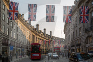 Union Jacks on Regent Street, London, England, United Kingdom, Europe