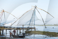 Chinese nets at dawn, Fort Kochi (Cochin), Kerala, India