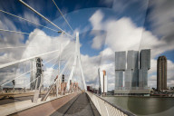 Erasmus Bridge and 'De Rotterdam', Wilhelminakade, Rotterdam, Netherlands