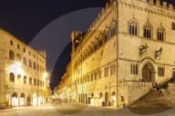 Palazzo dei Priori in Perugia, Italy. The town hall of Perugia, Palazzo dei Priori dates from the 13th and early 14th centuries. It was designed by the architects Giacomo di Servadio and Giovannello di Benvenuto.