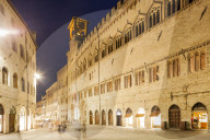 Palazzo dei Priori in Perugia, Italy. The town hall of Perugia, Palazzo dei Priori dates from the 13th and early 14th centuries. It was designed by the architects Giacomo di Servadio and Giovannello di Benvenuto.