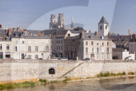 Looking across the river Loire to the cathedrale Sainte Croix d'Orleans or the cathedral of Orleans in France.