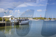 Bahamas, Abaco Islands, Elbow Cay, Hope Town, Albury's ferry at Hope Town Harbour Lodge Hotel ferry dock