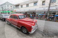 Classic 1950's Pontiac taxi, locally known as 'almendrones' in the town of Cienfuegos, Cuba.