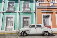 Classic 1950's Plymouth taxi, locally known as 'almendrones' in the town of Cienfuegos, Cuba.