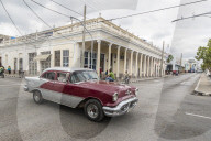 Classic 1950s Oldsmobile taxi, locally known as 'almendrones' in the town of Cienfuegos, Cuba.