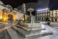 Fuentes de los Leones, Fountains of the Lions, in the Plaza de San Francisco, Havana, Cuba