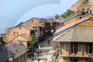 Shops and caf?s in Bandipur main street, Tanahun district, Nepal
