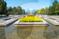 Republic Square Park, Water spraying from fountain, Almaty, Kazakhstan, Central Asia