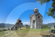 Cathedral and bell towr of the 11th century Haghpat Monastery, UNESCO World Heritage Site, Surb Nishan, Haghpat, Lori Province, Armenia, Caucasus, Asia