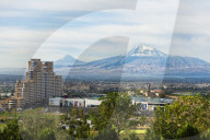 View over Yerevan and Mount Ararat, Yerevan, Armenia, Caucasus, Asia