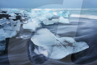 Icebergs on the beach at Jokulsarlon, Iceland, Polar Regions