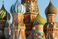 Close-up of the Domes of Saint Basil's Cathedral, Moscow, Russian Federation