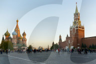 Red Square, Saint Basil's Cathedral and the Savior's Tower of the Kremlin, Moscow, Russian Federation