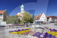 St.Georg church and castle, Peninsula of Wasserburg, Lake Constance, Schwaben, Bavaria, germany