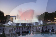 Font Magica, Magic Fountain at Palau Nacional /Museu Nacional d'Art de Catalunya, Montjuic, Barcelona, Catalonia, Spain
