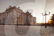 Royal Palace at sunset, Palacio Real, Madrid, Spain
