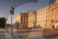 Royal Palace at sunrise, Palacio Real, Madrid, Spain