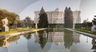 Royal Palace ( Palacio Real), view from Sabatini Gardens (Jardines de Sabatini), Madrid, Spain