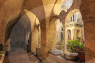 Cloister, stunning Garden of Villa Cimbrone, Ravello, Amalfi Coast, Spring, UNESCO World Heritage Site, Campania, Italy