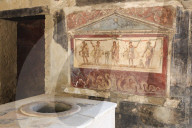 Stuccoed and frescoed lararium, Thermopolium of Vetutius Placidus, Pompeii, UNESCO World Heritage Site, Campania, Italy