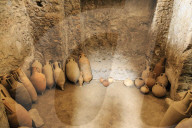 Amphorae, House of the Cryptoporticus, Roman ruins of Pompeii, UNESCO World Heritage Site, near Naples, Campania, Italy, Europe