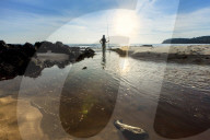 Vietnamese fisherwoman on an island beach near Sihanoukville, Cambodia, Indochina, Southeast Asia, Asia