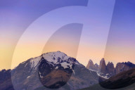 Chile Patagonia, Torres del Paine national park, the Torres del Paine granite towers and central massif at the heart of the park