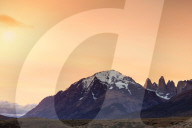 Chile Patagonia, Torres del Paine national park, the Torres del Paine granite towers and central massif at the heart of the park