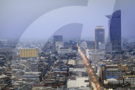 View of the city centre / downtown / Central business district area of Phnom Penh in Cambodia