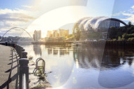 Northumberland, Newcastle-upon-Tyne, Gateshead - the Sage Arts Centre, Millennium Bridge and Tyne river