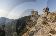The shaped rocks in the Natural Park of the L'Ospedale massif Piscia Di Gallo Zonza Southern Corsica France Europe