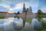Rosenborg Castle reflected in the canal, Kongens Have, Copenhagen, Denmark