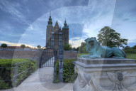 Sculpture of lion in front of Rosenborg Castle, Kongens Have, Copenhagen Denmark
