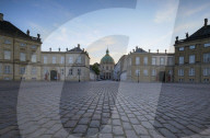 View of Amalienborg Palace towards Marble Church from Palace Square, Copenhagen, Denmark