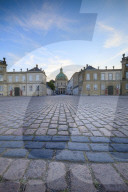 View of Amalienborg Palace towards Marble Church from Palace Square, Copenhagen, Denmark