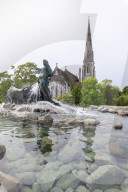 St. Alban's Church with the Gefion Fountain in the foreground, Churchill Park, Copenhagen, Denmark