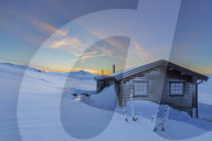 Isolated house in the snow, Riksgransen, Abisko, Kiruna Municipality, Norrbotten County, Lapland, Sweden