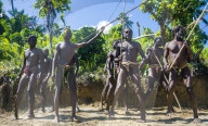 Men dancing in preparation for the Pentecost land diving, Pentecost, Vanuatu