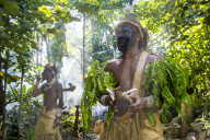 Traditional dressed man in the jungle,, Ekasup cultural village, Efate, Vanuatu