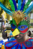 Boy in a carnival costum at the Carnival of Montserrat, British Overseas Territory
