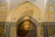 Beautiful ornamented door inside the Grand mosque, Kuwait City, Kuwait