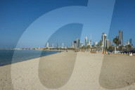 Shuwaikh beach before the skyline of Kuwait City, Kuwait