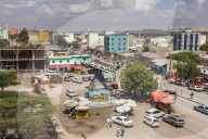 Overlook over Hargeisa with an old MIG airplane in the center, Somaliland, Somalia