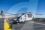 Helicopters on deck of the USS midway museum, San Diego, California, USA