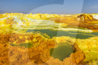 Colourful spings of acid in Dallol, hottest place on earth, Danakil depression, Ethiopia