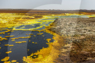 Colourful spings of acid in Dallol, hottest place on earth, Danakil depression, Ethiopia