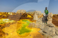 Colourful spings of acid in Dallol, hottest place on earth, Danakil depression, Ethiopia