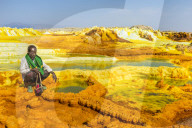 Colourful spings of acid in Dallol, hottest place on earth, Danakil depression, Ethiopia